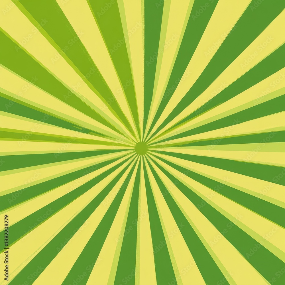 Poster vibrant radiating pattern of green and yellow stripes creating a dynamic visual effect. suitable for