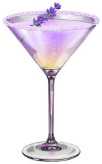 Lavender Lemon Drop Martini Cocktail Illustration