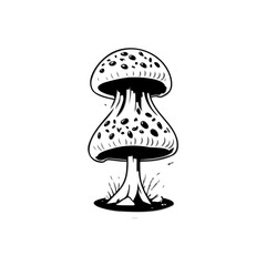 Stylized mushroom illustration with contrasting black and white palette artwork