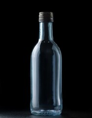 黒背景にガラスのボトル