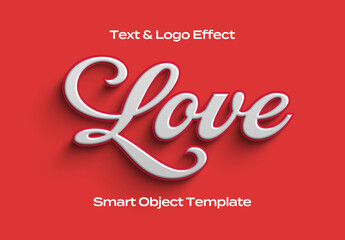 Love Feminine Pink Red Text Logo Style Effect Mockup Logotype Template Shape