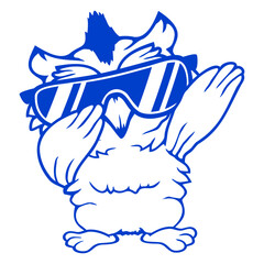 Owl dabbing dab dance pose gesture sunglasses cute Isolated Vector Graphic Design Illustration
