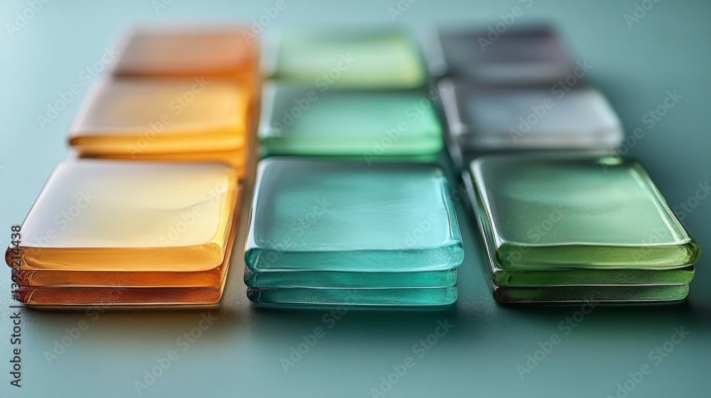 Poster Colorful glass tiles arranged in an appealing pattern highlight the craftsmanship involved in fabrication for construction projects while promoting innovation in modern infrastructure.