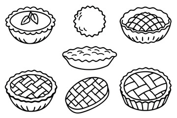 Pie line art outline perfect for baking and dessert themed artwork