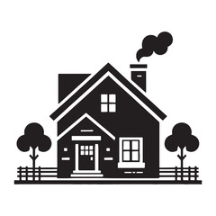 Urban Suburban House silhouette, blending city and suburban living – House illustration – Minimalist house vector – House silhouette

