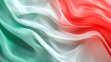 Obraz premium Wavy silk fabric in Italian flag colors red white and green