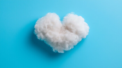 Soft cloud in heart form creates cozy and gentle impression. Minimal composition reflects comfort, purity and calm emotion.