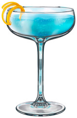 Blue Martini Cocktail Illustration
