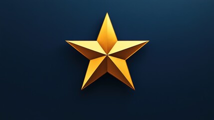 Obraz premium A minimalist star icon in gold, with clean, straight edges and sharp points, set against a dark blue background for a striking contrast.