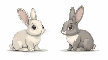 Fototapeta premium drawing cartoon rabbits illustration