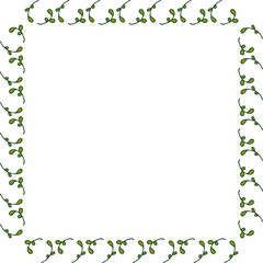 Square frame with pleasant green branches on white background.eps