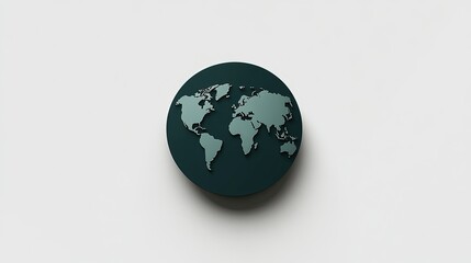 Fototapeta premium A minimalistic globe icon with clean, curved lines representing latitude and longitude, in dark green on a light grey circular background.