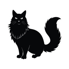 maine-coon-cat-with-fluffy-tail-vector-silhouette 