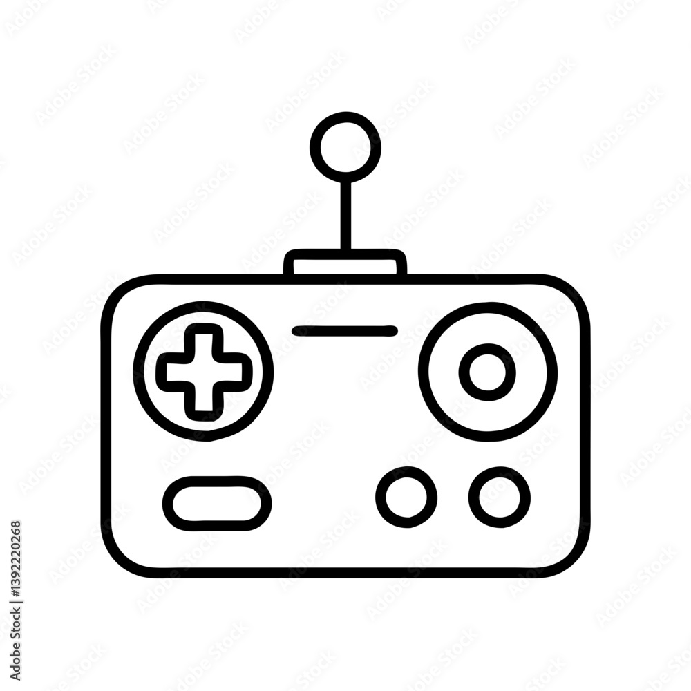 Poster outline joystick vector illustration for gaming console design and retro arcade games and vintage co