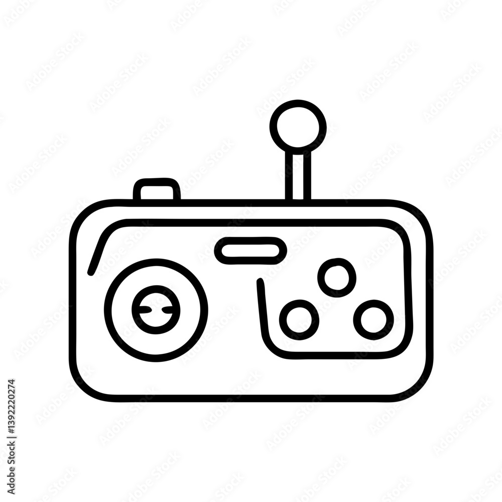 Poster retro gaming console vector illustration for arcade and entertainment design and outline game contro