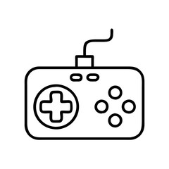 Outline vector of a classic wired gamepad controller for retro gaming and console entertainment systems