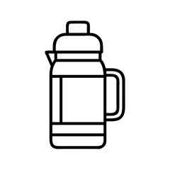 Outline thermos vector illustration, insulated flask for hot and cold drinks, beverage container icon,  cl