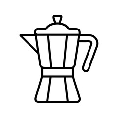 Italian stovetop espresso maker moka pot coffee maker outline vector illustration for cafe design 