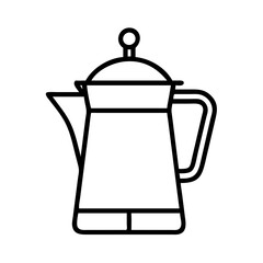 French press coffee maker vector icon illustration for coffee brewing equipment and kitchen appliances design