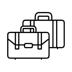 Fototapeta premium Suitcases and luggage for travel and business trip vector icon outline style baggage and travel accessory 