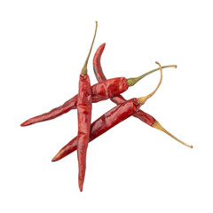 Dry red hot chili peppers isolated on transparent background	