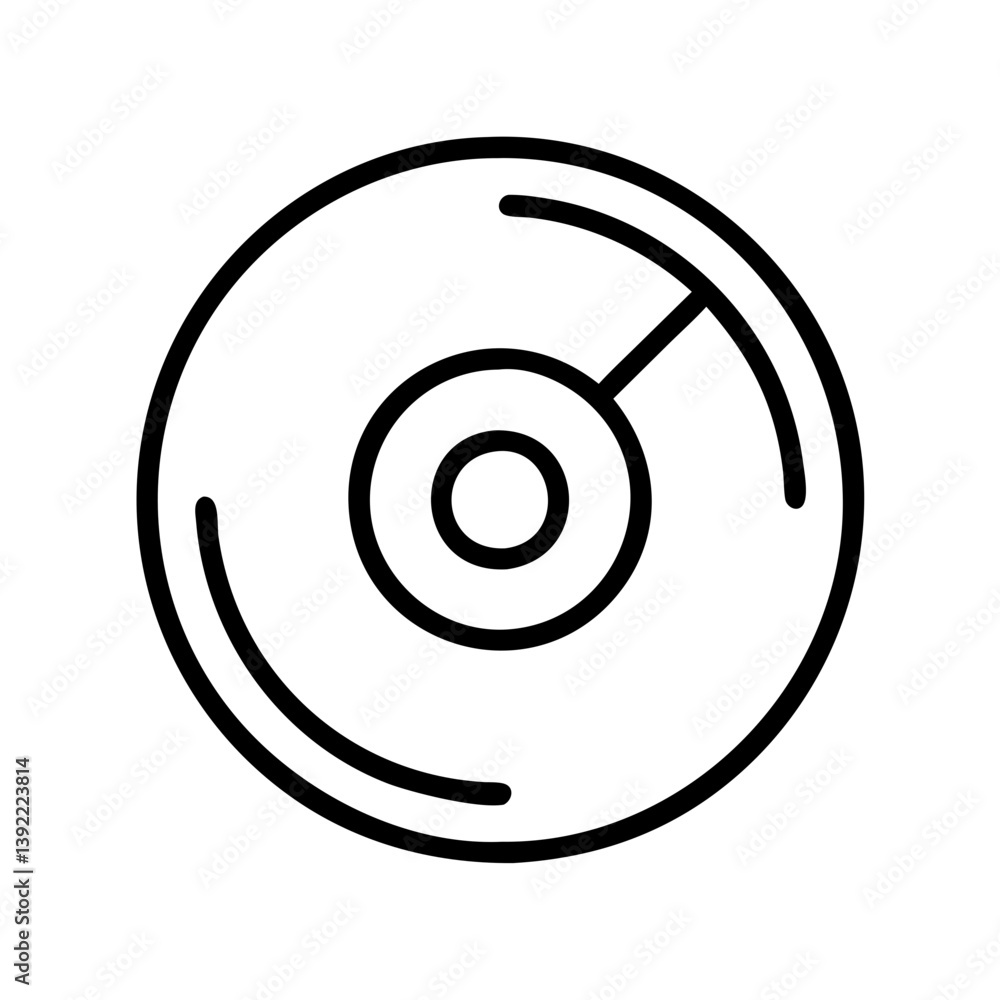 Poster outline compact disc vector icon for music and data storage in simple black and white design style