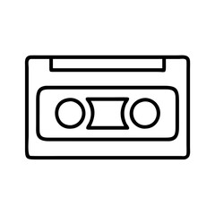 Retro music cassette tape outline vector illustration for vintage audio and entertainment design projects