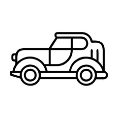 Vintage car vector outline drawing classic automobile illustration antique vehicle design retro auto graphic icon