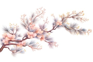 PNG Chinese pine tree branch blossom flower plant.