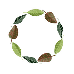 Natural Leaf Circle Wreath Formed by Green and Brown Leaves
