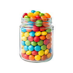 A glass jar filled with colorful candy balls colorful sweets treats in a glass jar transparent background Generative AI