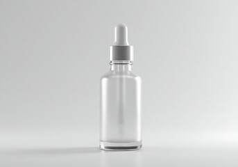 Clear glass dropper bottle mockup for serum essential oil product