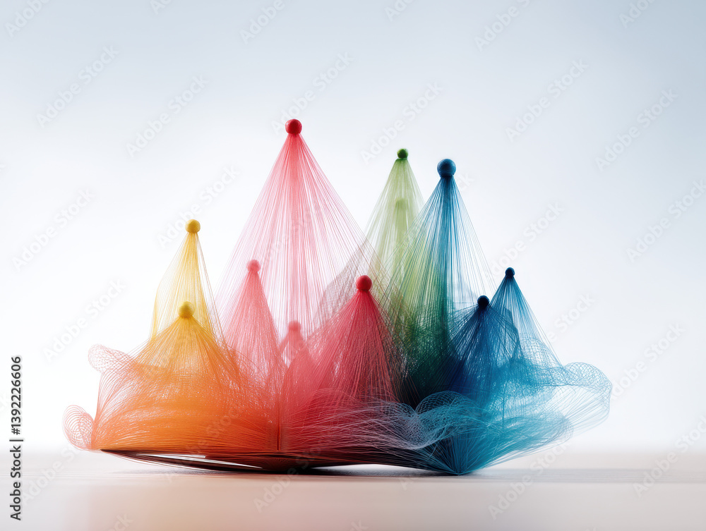 Poster abstract multicolored peaks ethereal colorful artwork with delicate texture