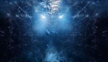 Obraz premium Black dark blue abstract grunge industrial texture background with space for design. Reflection of light on an old rough metal plate surface. white particles. Glowing. Explosion