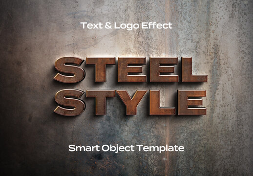 Metal Sign Chrome Steel Text Logo Style Effect Mockup Logotype Template Shape