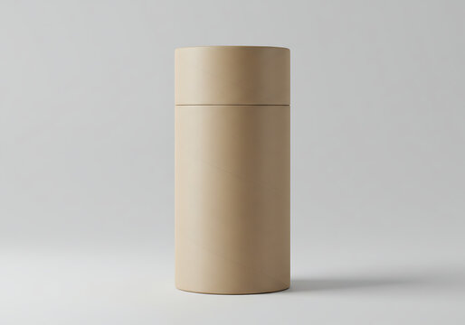 Beige cardboard tube packaging mockup cylinder container for product