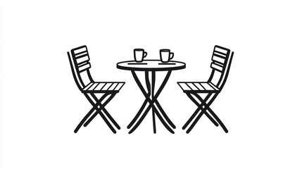 Outdoor cafe table and chairs. Simple vector illustration for cafe design