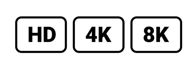 4k hd full resolution icon. Ultra video tv 8k high quality 4k hd screen template sign