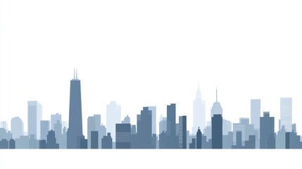 City skyline silhouette, urban landscape, tranquil scene, for use in design, presentation, background
