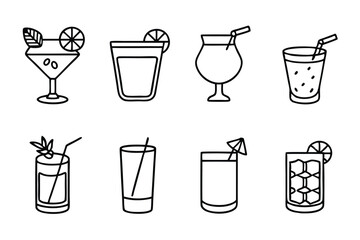 Negroni Line Art Illustration Creative Design for Cocktail Artwork  