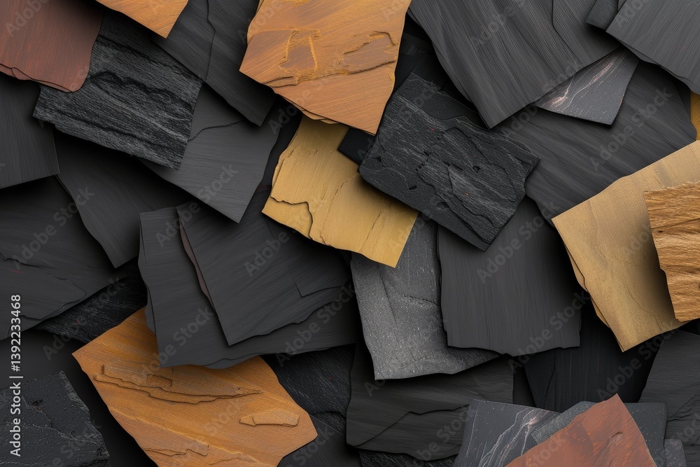 Poster abstract geometric patterns in digital artwork featuring textured slate elements and colors