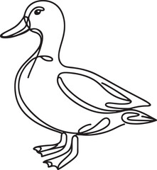 Elegant Duck Line Drawing Vector Art for Designers