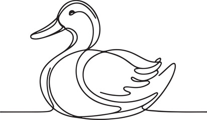 Elegant Duck Line Drawing Vector Art for Designers