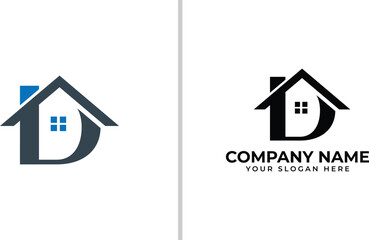 letter d house logo, d home logo with vector file