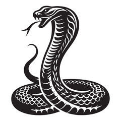 Elegant King Cobra silhouette, its body twisting in the wind – Cobra illustration – King Cobra vector – Snake silhouette

