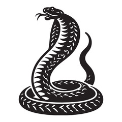 Defensive King Cobra silhouette, ready to protect its territory – Cobra illustration – King Cobra vector – Snake silhouette


