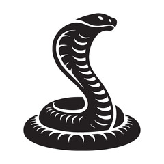 Venomous King Cobra silhouette, the king of all serpents – Cobra illustration – King Cobra vector – Snake silhouette

