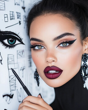 Beautiful woman with smokey eyes make-up. Cosmetics, mascara and visage concept. Close-up fashion portrait for poster, commercial, design, tutorial 