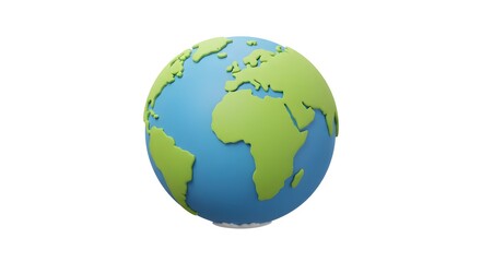 Fototapeta premium 3D Realistic Cartoon Planet Earth Icon Isolated on White for Earth Day or Environmental Concepts white background 