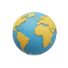 Fototapeta premium 3D Realistic Cartoon Planet Earth Icon Isolated on White for Earth Day or Environmental Concepts white background 